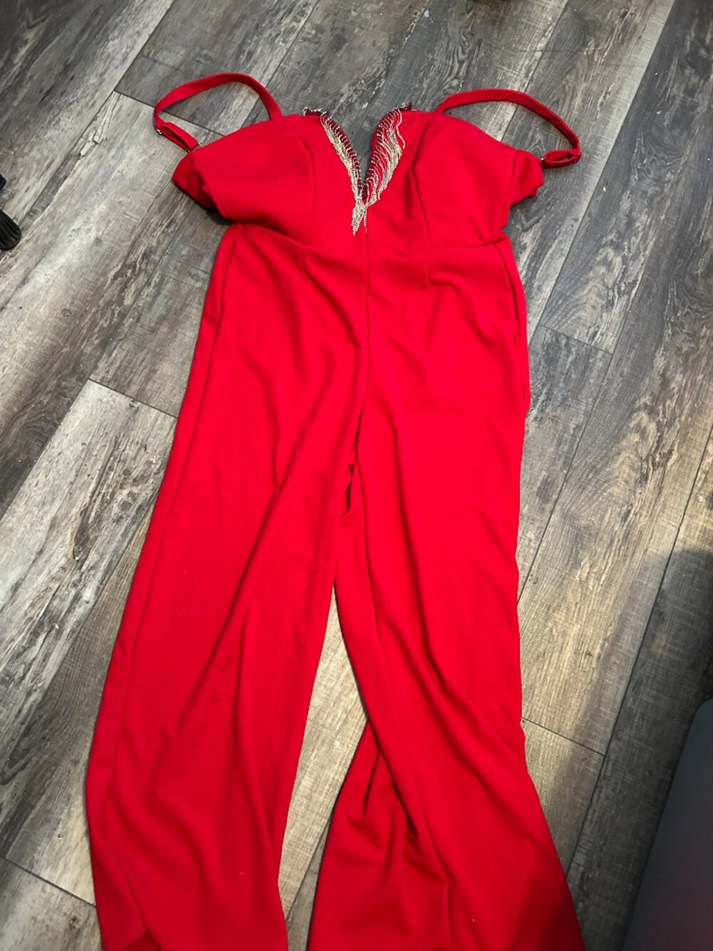 Ashley Stewart Red Rhinestone Jumpsuit Size 14 NWT CacheBox